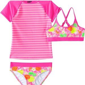 Lands End Pink Rash Guard Swim Set